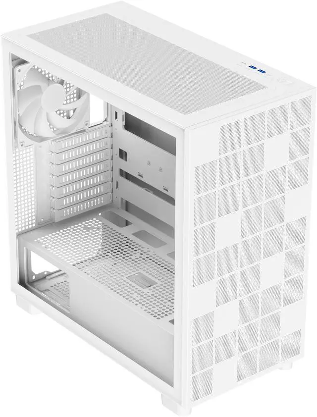 Alt view image 5 of 12 - DIYPC IDX6-W White USB3.0 /Type C ATX Mid Tower Gaming Computer Case w/ Tempered Glass Side Panel and 4 x 120mm White Fans Pre-Installed