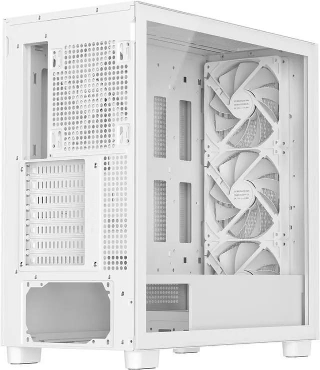 Alt view image 10 of 12 - DIYPC IDX6-W White USB3.0 /Type C ATX Mid Tower Gaming Computer Case w/ Tempered Glass Side Panel and 4 x 120mm White Fans Pre-Installed