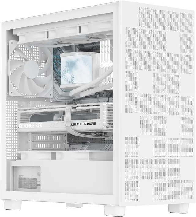 Alt view image 11 of 12 - DIYPC IDX6-W White USB3.0 /Type C ATX Mid Tower Gaming Computer Case w/ Tempered Glass Side Panel and 4 x 120mm White Fans Pre-Installed