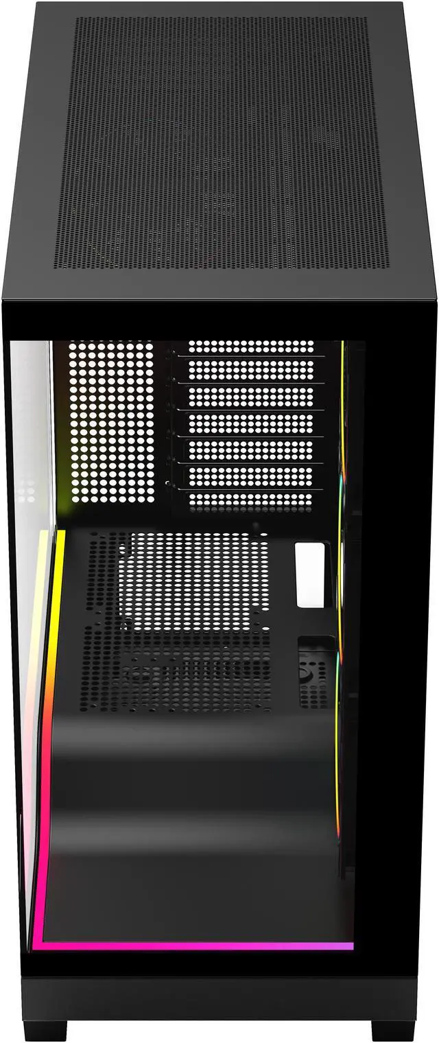 Alt view image 11 of 17 - DIYPC IDX5-BK-ARGB Black Dual USB3.0/Type C Tempered Glass ATX Gaming Computer Case w/ Dual Tempered Glass Panel and 4 x ARGB PWM Ring Fans (Pre-Installed)