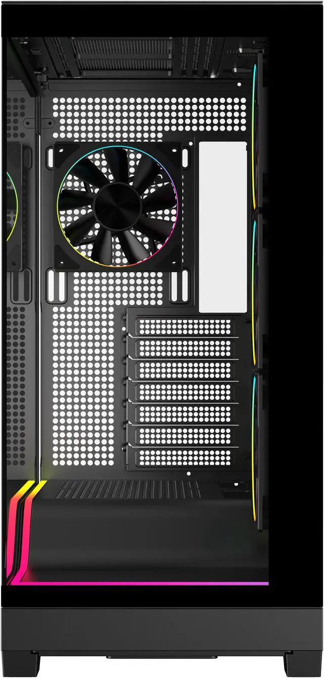 Alt view image 12 of 17 - DIYPC IDX5-BK-ARGB Black Dual USB3.0/Type C Tempered Glass ATX Gaming Computer Case w/ Dual Tempered Glass Panel and 4 x ARGB PWM Ring Fans (Pre-Installed)