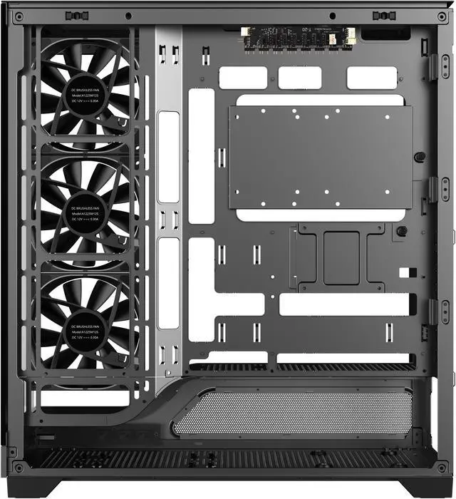 Alt view image 15 of 17 - DIYPC IDX5-BK-ARGB Black Dual USB3.0/Type C Tempered Glass ATX Gaming Computer Case w/ Dual Tempered Glass Panel and 4 x ARGB PWM Ring Fans (Pre-Installed)