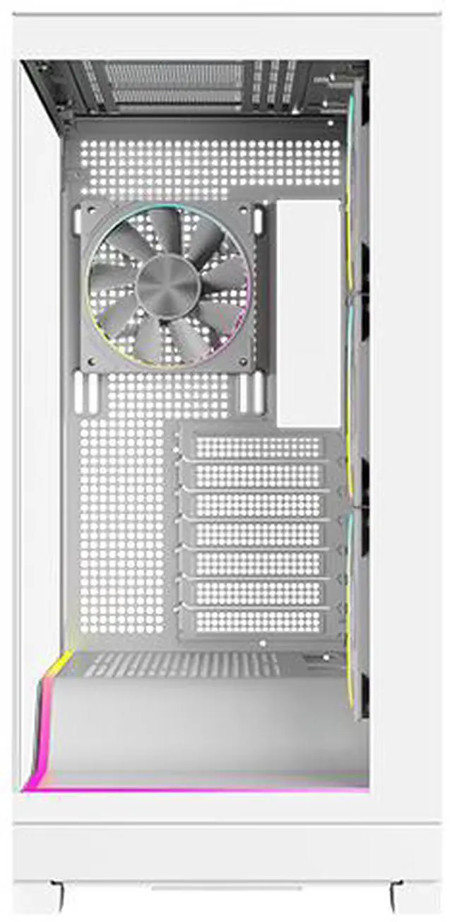 Alt view image 11 of 19 - DIYPC IDX5-W-ARGB White Dual USB3.0/ 1 x Type C Tempered Glass ATX Gaming Computer Case w/ Dual Tempered Glass Panel and 4 x ARGB PWM Fans (Pre-Installed)