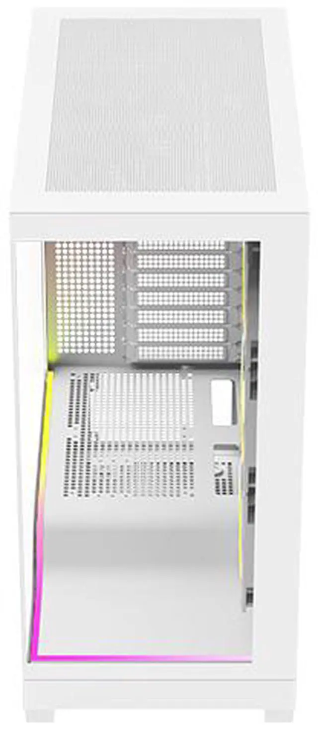 Alt view image 13 of 19 - DIYPC IDX5-W-ARGB White Dual USB3.0/ 1 x Type C Tempered Glass ATX Gaming Computer Case w/ Dual Tempered Glass Panel and 4 x ARGB PWM Fans (Pre-Installed)