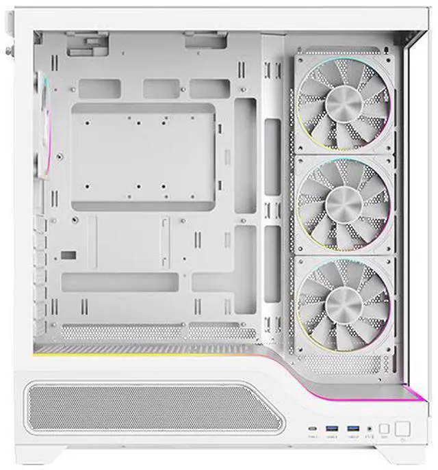 Alt view image 15 of 19 - DIYPC IDX5-W-ARGB White Dual USB3.0/ 1 x Type C Tempered Glass ATX Gaming Computer Case w/ Dual Tempered Glass Panel and 4 x ARGB PWM Fans (Pre-Installed)