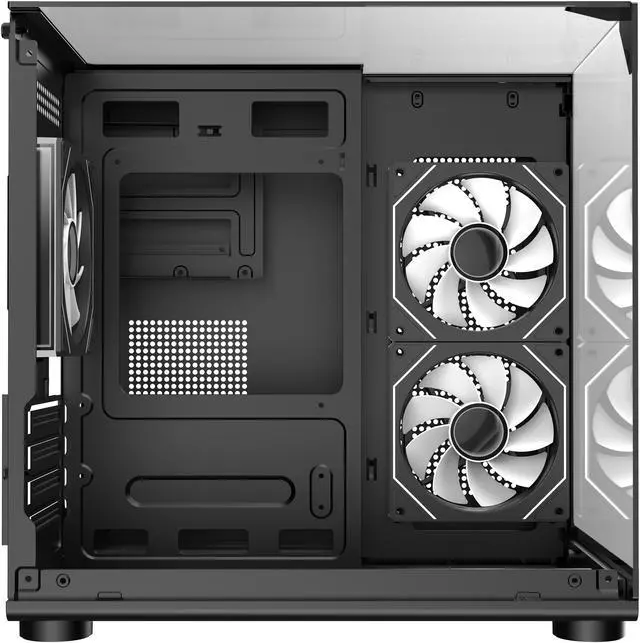 Alt view image 9 of 11 - DIYPC ARGB-DC100-BK Black Dual USB3.0 Tempered Glass Micro ATX Gaming Computer Case w/ 3 x ARGB PWM Fans (Pre-Installed)