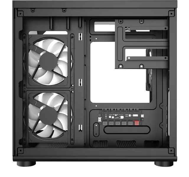 Alt view image 10 of 11 - DIYPC ARGB-DC100-BK Black Dual USB3.0 Tempered Glass Micro ATX Gaming Computer Case w/ 3 x ARGB PWM Fans (Pre-Installed)