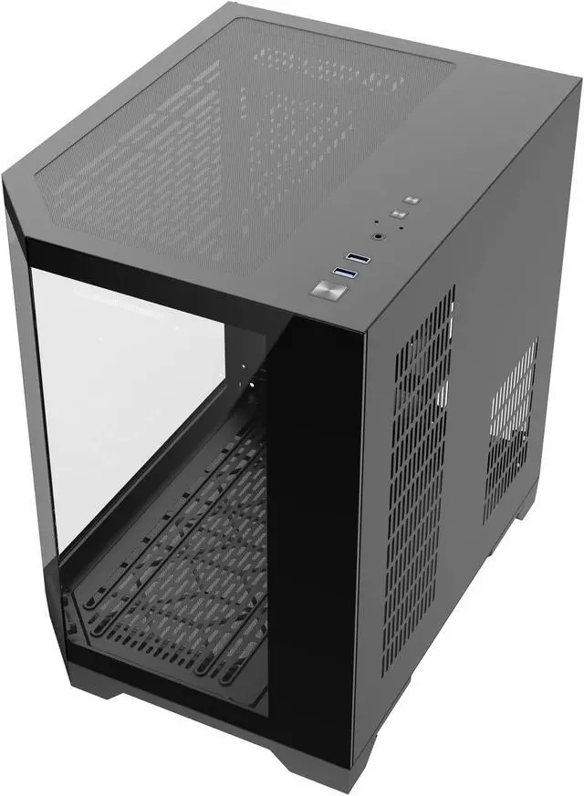 Alt view image 6 of 8 - DIYPC DIY-CUBE03-BK Black Dual USB3.0 Tempered Glass Micro ATX Gaming Computer Case w/ 3 x Tempered Glass Panel