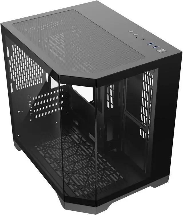Alt view image 2 of 8 - DIYPC DIY-CUBE03-BK Black Dual USB3.0 Tempered Glass Micro ATX Gaming Computer Case w/ 3 x Tempered Glass Panel