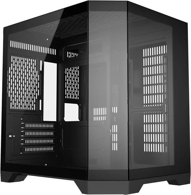 Main image of DIYPC DIY-CUBE03-BK Black Dual USB3.0 Tempered Glass Micro ATX Gaming Computer Case w/ 3 x Tempered Glass Panel