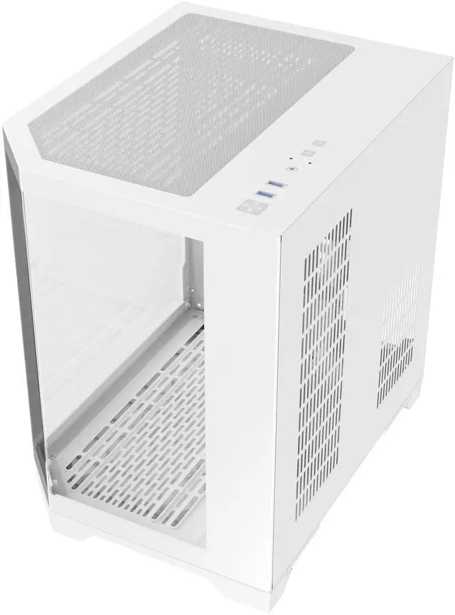 Alt view image 4 of 7 - DIYPC DIY-CUBE03-W White Dual USB3.0 Tempered Glass Micro ATX Gaming Computer Case w/ 3 x Tempered Glass Panel. Fans Not Included