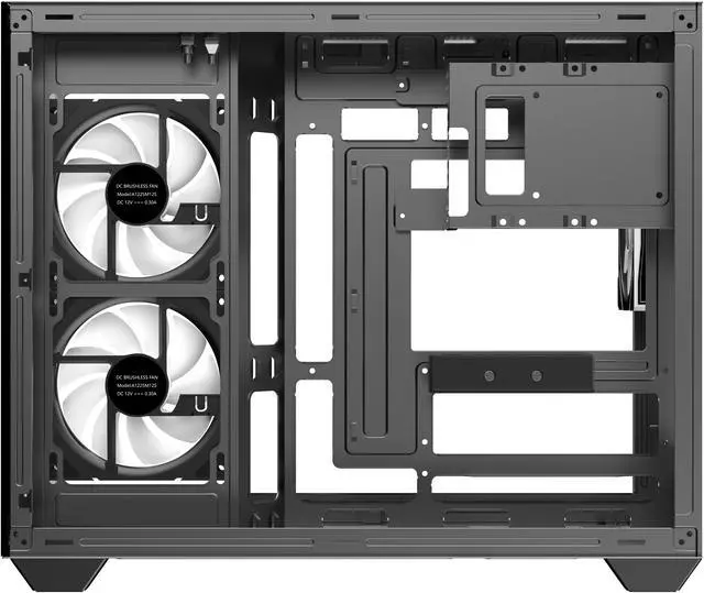 Alt view image 9 of 10 - DIYPC IDX4-MicroATX-ARGB Black USB3.0/ Type C Tempered Glass Micro ATX Gaming Computer Case w/ Dual Tempered Glass Panel and 3 x ARGB PWM Fans (Pre-Installed). Integrated ARGB Light Strip