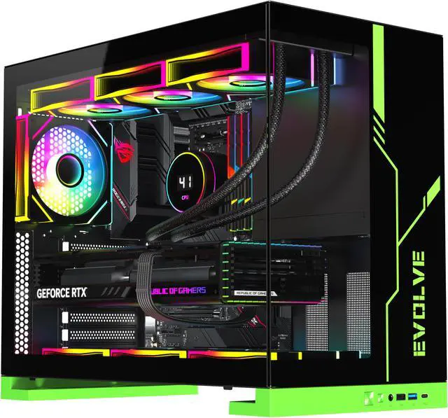 DIYPC IDX8-BK-ARGB Black USB3.0/ Type C Tempered Glass ATX Gaming Computer Case w/ Dual Tempered Glass Panel and 4 x ARGB PWM Fans (Pre-Installed)