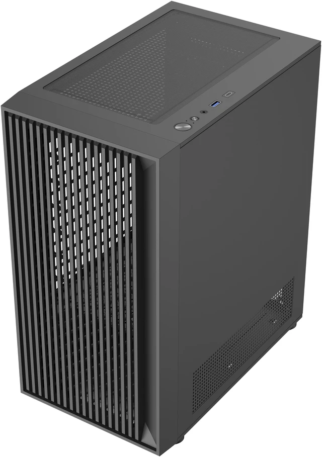 Alt view image 4 of 11 - DIYPC DIY-V2-MicroATX Black USB3.0 / Type C Tempered Glass Micro ATX Gaming Computer Case w/ 1 x 120mm Fan x Rear Pre-Installed