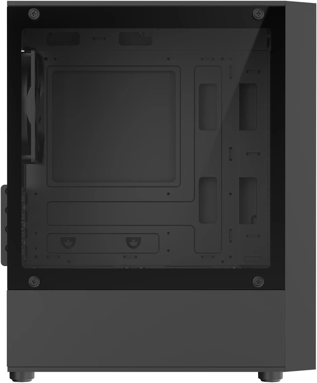 Alt view image 5 of 11 - DIYPC DIY-V2-MicroATX Black USB3.0 / Type C Tempered Glass Micro ATX Gaming Computer Case w/ 1 x 120mm Fan x Rear Pre-Installed
