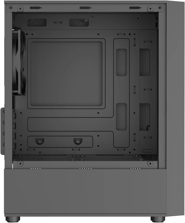 Alt view image 6 of 11 - DIYPC DIY-V2-MicroATX Black USB3.0 / Type C Tempered Glass Micro ATX Gaming Computer Case w/ 1 x 120mm Fan x Rear Pre-Installed