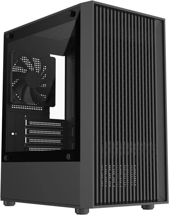 Main image of DIYPC DIY-V2-MicroATX Black USB3.0 / Type C Tempered Glass Micro ATX Gaming Computer Case w/ 1 x 120mm Fan x Rear Pre-Installed