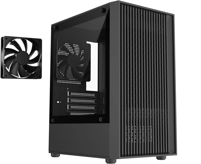Alt view image 10 of 11 - DIYPC DIY-V2-MicroATX Black USB3.0 / Type C Tempered Glass Micro ATX Gaming Computer Case w/ 1 x 120mm Fan x Rear Pre-Installed