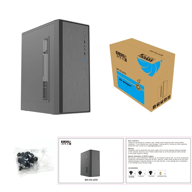 Alt view image 9 of 9 - DIYPC DIY-V3-ATX Black USB3.0 ATX Mid Tower Computer Case w/ 1 x 120mm Fan x Rear (Pre-Installed)