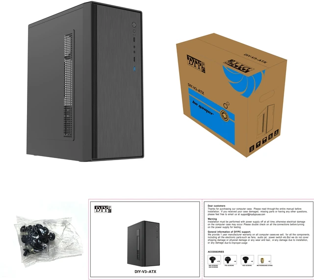 Alt view image 10 of 10 - DIYPC DIY-V3-ATX Black USB3.0 ATX Mid Tower Computer Case w/ 1 x 120mm Fan x Rear (Pre-Installed)