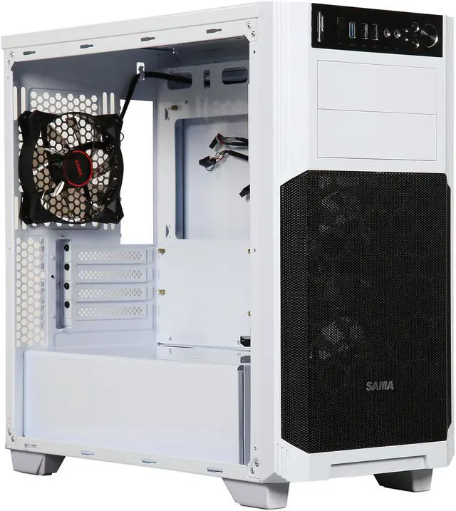 Alt view image 7 of 9 - SAMA Maxcool-W-15LEDLight White SECC Micro ATX Mid Tower Computer Case