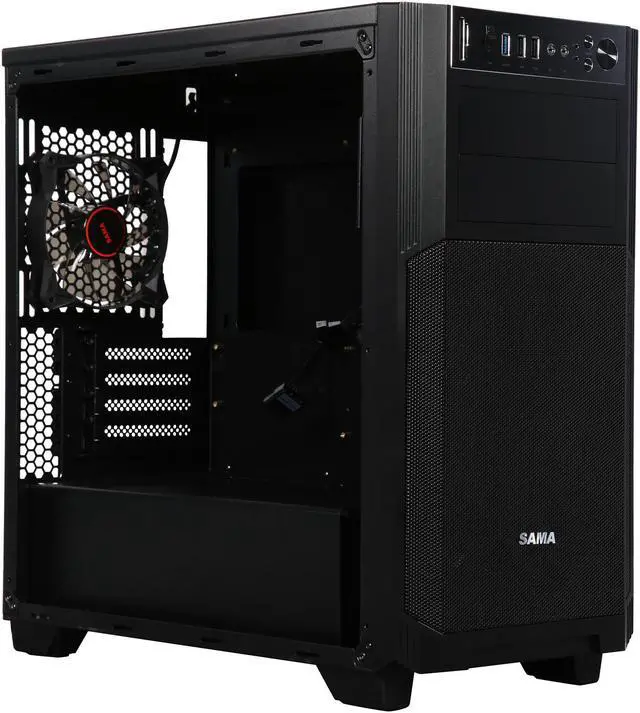 Alt view image 7 of 9 - Sama Maxcool-BK-15LEDLight Black USB 3.0 Micro-ATX Mid Tower Gaming Computer Case with 3 x Red 15LED Light Fans (Pre-installed), Fan Controller and Card Reader