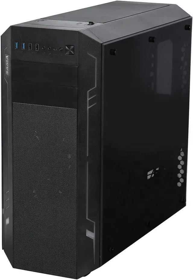 Alt view image 3 of 10 - Sama Ark Black ATX Full Tower Dual USB3.0 Gaming Computer Case w/ Build-in 3 x RGB LED Fan (7 Color Changeable in 3 modes), Card Reader and Fan Controller