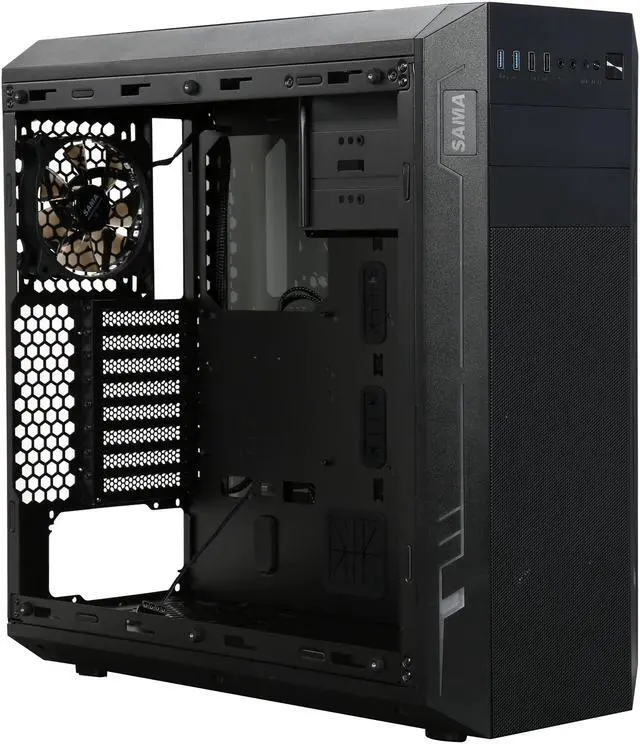 Alt view image 7 of 10 - Sama Ark Black ATX Full Tower Dual USB3.0 Gaming Computer Case w/ Build-in 3 x RGB LED Fan (7 Color Changeable in 3 modes), Card Reader and Fan Controller