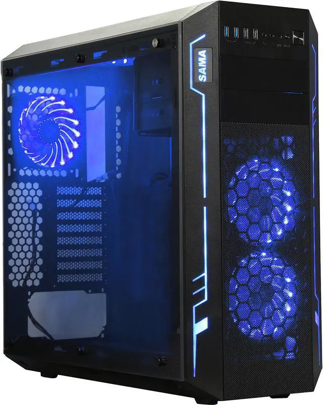 Main image of Sama Ark Black ATX Full Tower Dual USB3.0 Gaming Computer Case w/ Build-in 3 x RGB LED Fan (7 Color Changeable in 3 modes), Card Reader and Fan Controller
