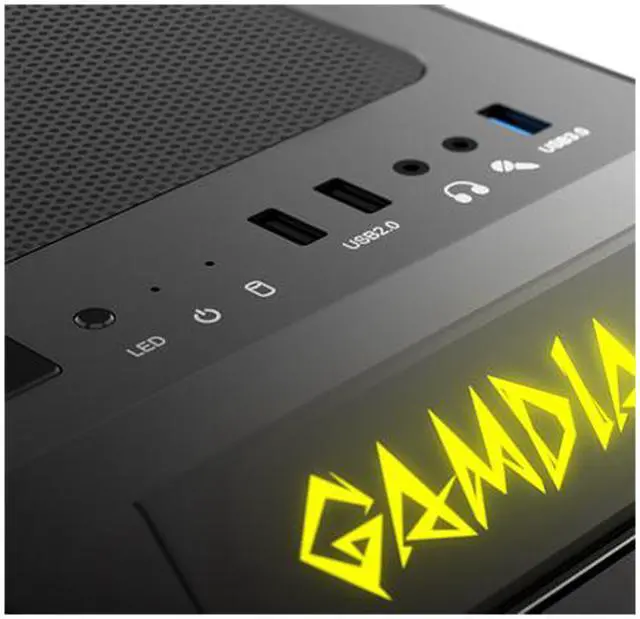 Alt view image 4 of 5 - Gamdias TALOS E1 Black Steel / Plastic / Tempered Glass Mini Tower Computer Case (2 x 120mm Raibow RGB fan Pre-Installed)