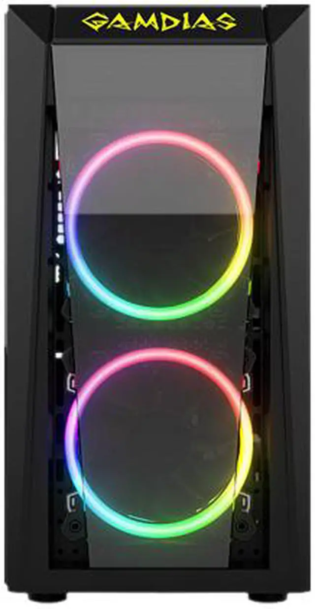 Alt view image 3 of 5 - Gamdias TALOS E1 Black Steel / Plastic / Tempered Glass Mini Tower Computer Case (2 x 120mm Raibow RGB fan Pre-Installed)