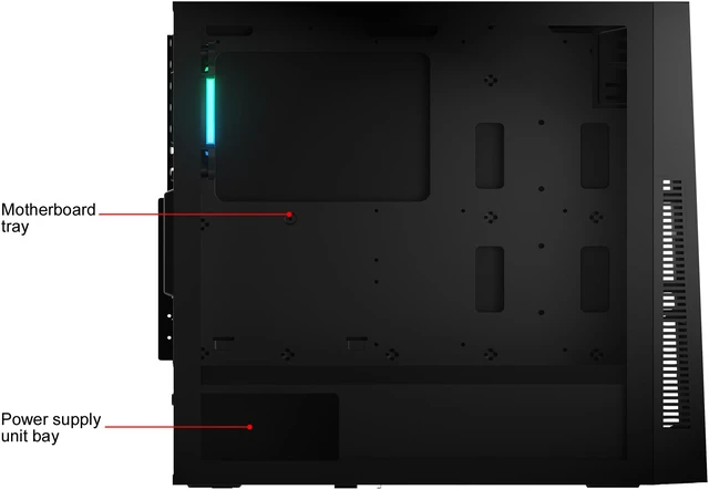 Alt view image 8 of 13 - Gamdias ARGUS M1 Black SPCC / ABS / Tempered Glass ATX Mid Tower Computer Case