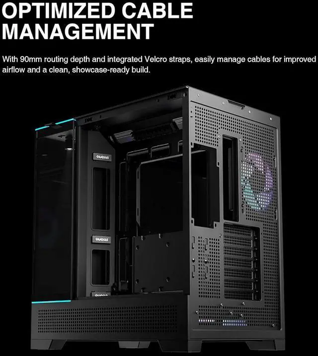 Alt view image 11 of 17 - GAMDIAS Atlas P6 CG Mid-Tower Gaming PC, Mini-ITX, Micro-ATX, and ATX, 4x120mm PWM ARGB Fans, Curved Tempered Glass Panoramic Design, Modular Tool Free, Type-C Ready, 425mm GPU Support