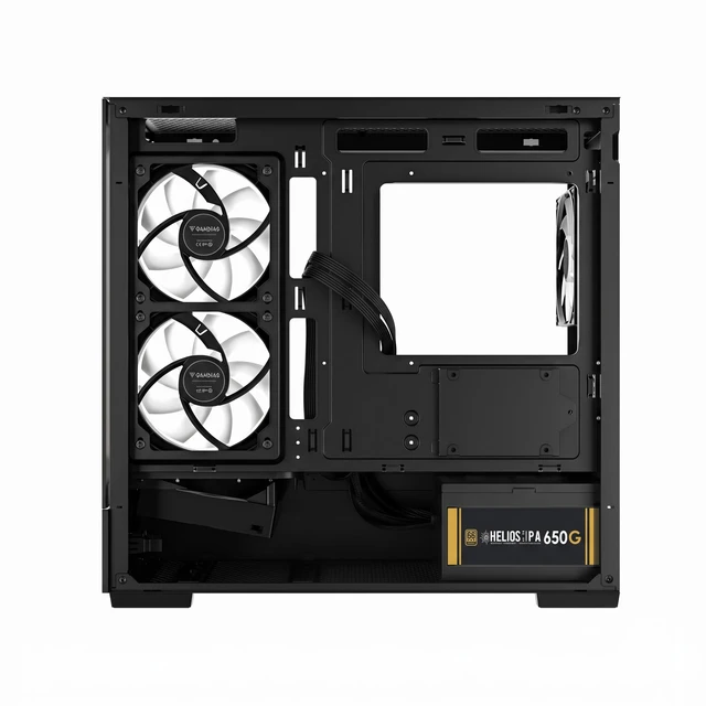 Alt view image 3 of 9 - GAMDIAS ATLAS E5M GPU-Airflow Micro-ATX Case (400mm GPU Ready!) & HELIOS P1-650G 650W 80+ Gold PSU Combo Starter Kit.