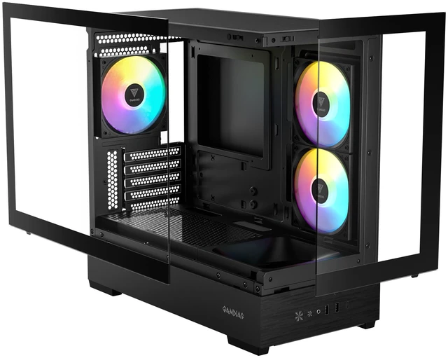 Alt view image 2 of 9 - GAMDIAS ATLAS E5M GPU-Airflow Micro-ATX Case (400mm GPU Ready!) & HELIOS P1-650G 650W 80+ Gold PSU Combo Starter Kit.
