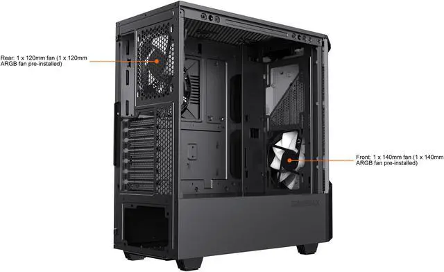 Alt view image 17 of 17 - GAMEMAX Contac COC BG Black / Grey Steel / Tempered Glass ATX Mid Tower Computer Case