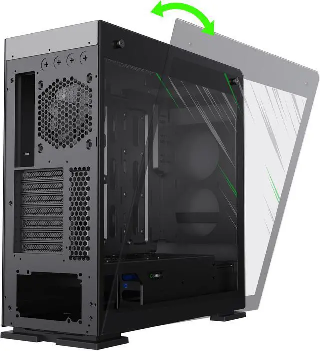 Alt view image 20 of 20 - GAMEMAX Vega Pro Black / Grey Steel / Tempered Glass ATX Full Tower Computer Case