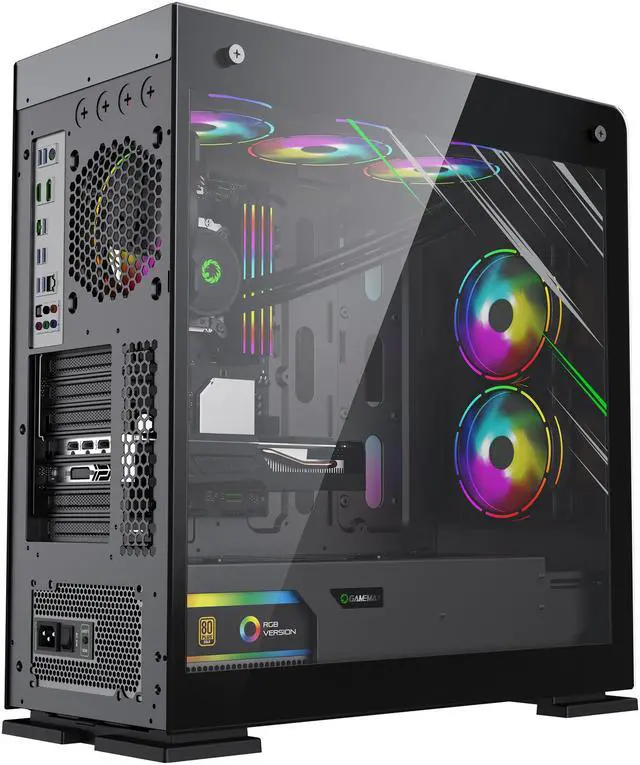 Alt view image 13 of 20 - GAMEMAX Vega Pro Black / Grey Steel / Tempered Glass ATX Full Tower Computer Case