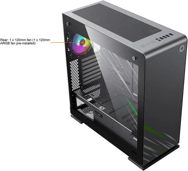 Alt view image 12 of 20 - GAMEMAX Vega Pro Black / Grey Steel / Tempered Glass ATX Full Tower Computer Case