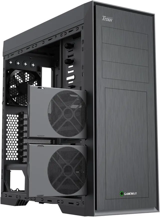 Alt view image 7 of 18 - GAMEMAX Titan Silent Black Steel ATX Full Tower Computer Case w/3 fans Pre-Installed