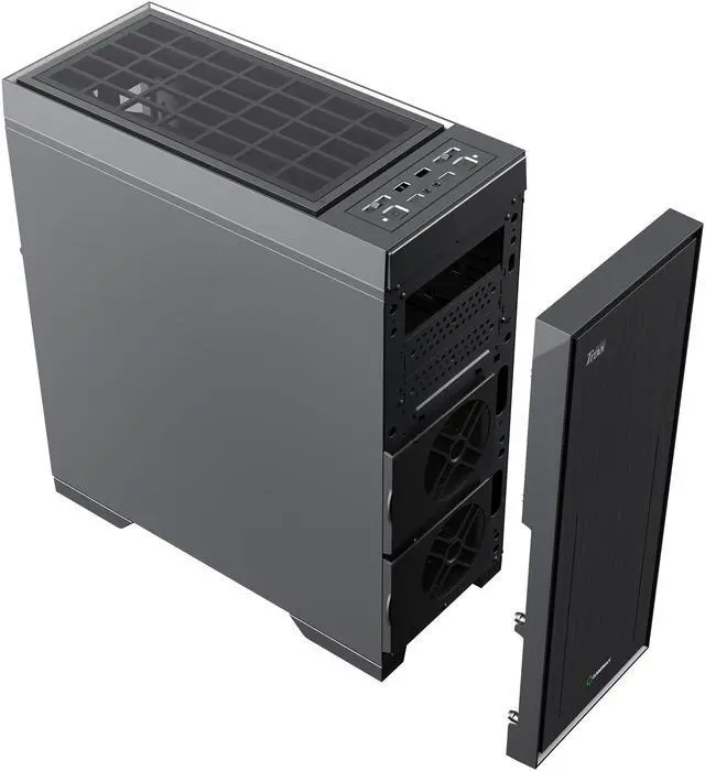 Alt view image 15 of 18 - GAMEMAX Titan Silent Black Steel ATX Full Tower Computer Case w/3 fans Pre-Installed