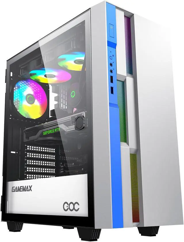Alt view image 3 of 18 - GAMEMAX Brufen C3 WB White Steel / Tempered Glass ATX Mid Tower Computer Case
