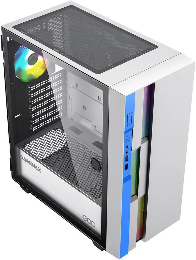 Alt view image 13 of 18 - GAMEMAX Brufen C3 WB White Steel / Tempered Glass ATX Mid Tower Computer Case