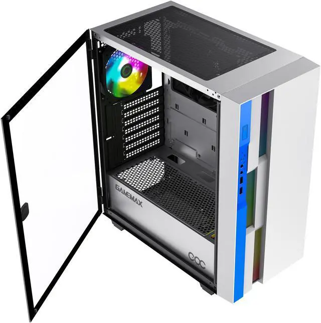 Alt view image 14 of 18 - GAMEMAX Brufen C3 WB White Steel / Tempered Glass ATX Mid Tower Computer Case