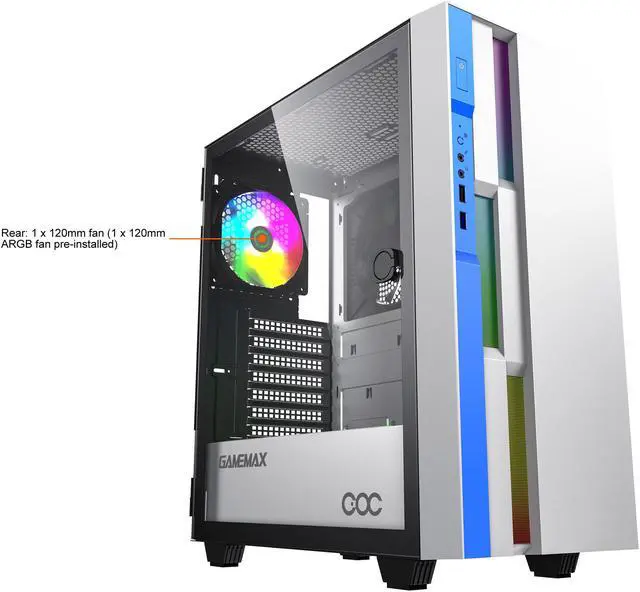 Alt view image 2 of 18 - GAMEMAX Brufen C3 WB White Steel / Tempered Glass ATX Mid Tower Computer Case