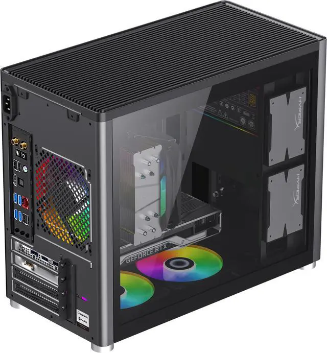 Alt view image 9 of 19 - GAMEMAX Spark Grey Steel / Tempered Glass Micro ATX Tower Computer Case w/ Dual Tempered Glass Side Panel