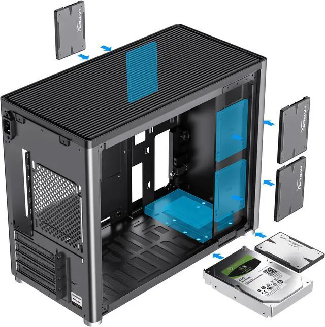 Alt view image 14 of 19 - GAMEMAX Spark Grey Steel / Tempered Glass Micro ATX Tower Computer Case w/ Dual Tempered Glass Side Panel