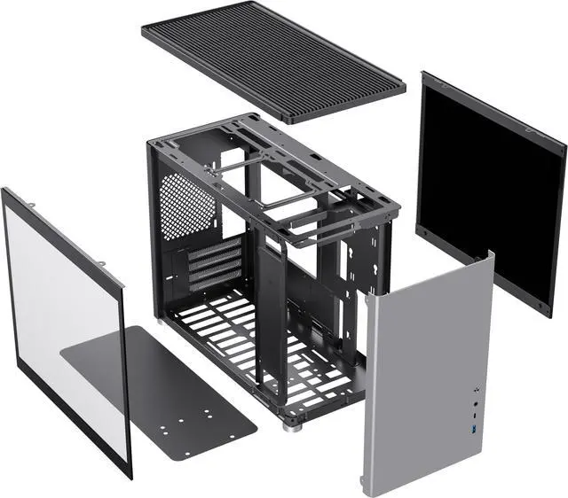 Alt view image 16 of 19 - GAMEMAX Spark Grey Steel / Tempered Glass Micro ATX Tower Computer Case w/ Dual Tempered Glass Side Panel