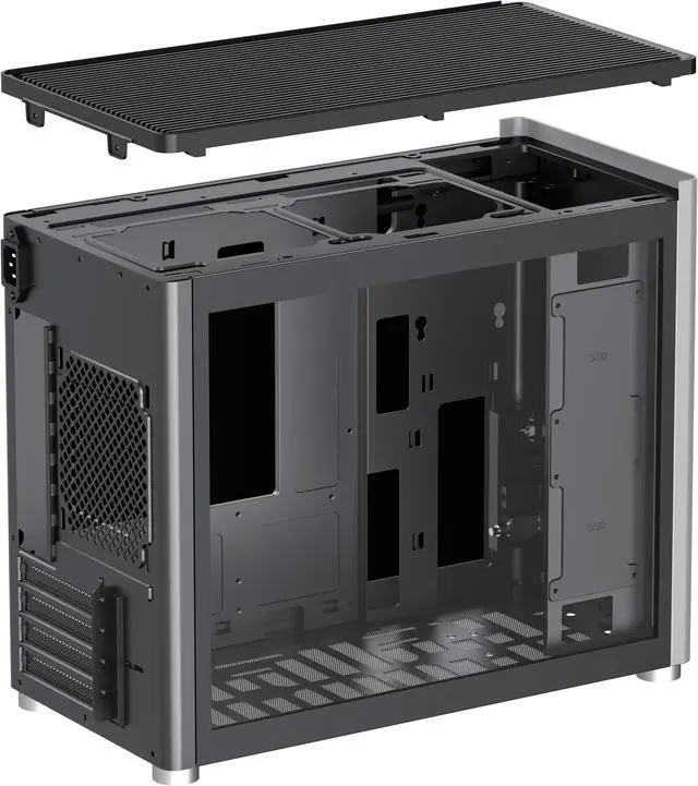 Alt view image 17 of 19 - GAMEMAX Spark Grey Steel / Tempered Glass Micro ATX Tower Computer Case w/ Dual Tempered Glass Side Panel