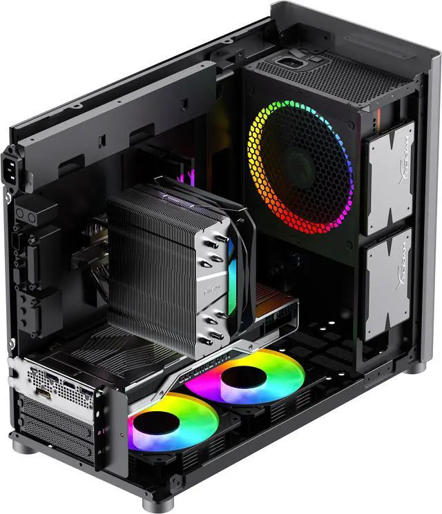 Alt view image 18 of 19 - GAMEMAX Spark Grey Steel / Tempered Glass Micro ATX Tower Computer Case w/ Dual Tempered Glass Side Panel